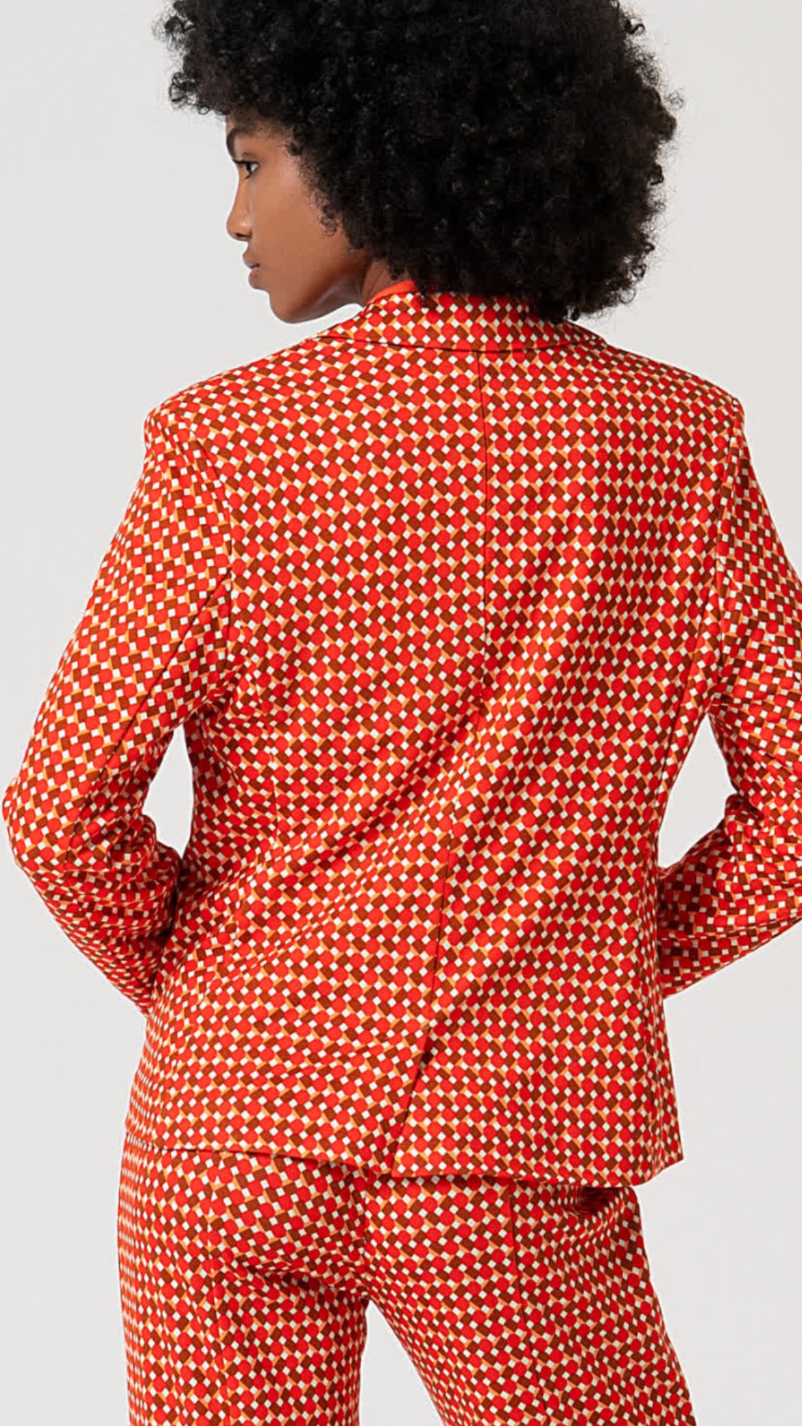 Blazer cruzada y estampado Rojo