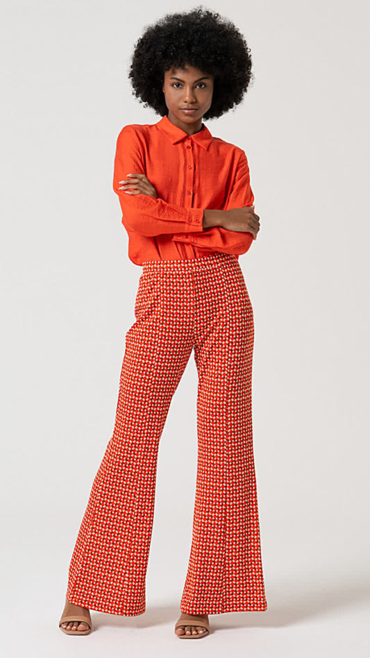 Pantalón Flare Elástico Rojo