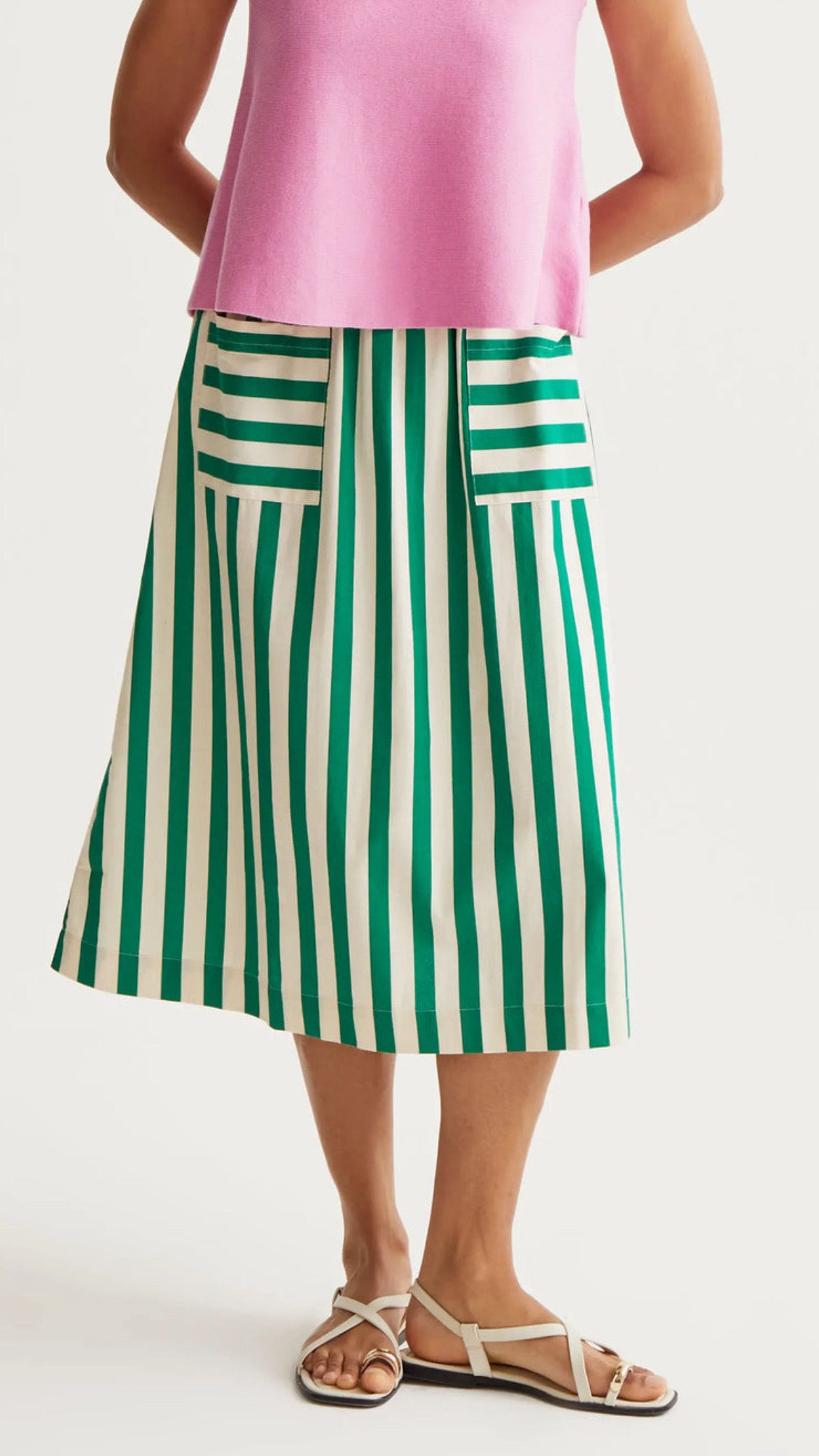 Falda midi con estampado Bamboo Green