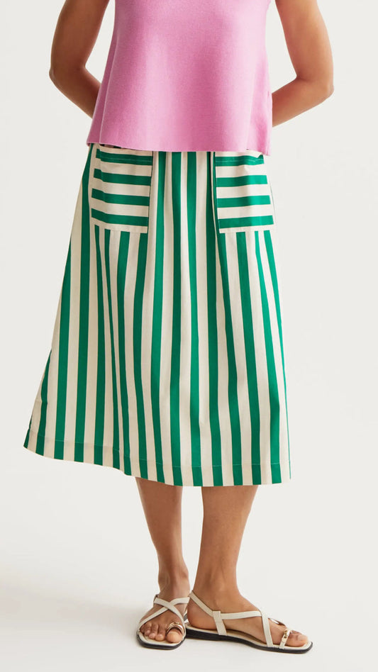 Falda midi con estampado Bamboo Green
