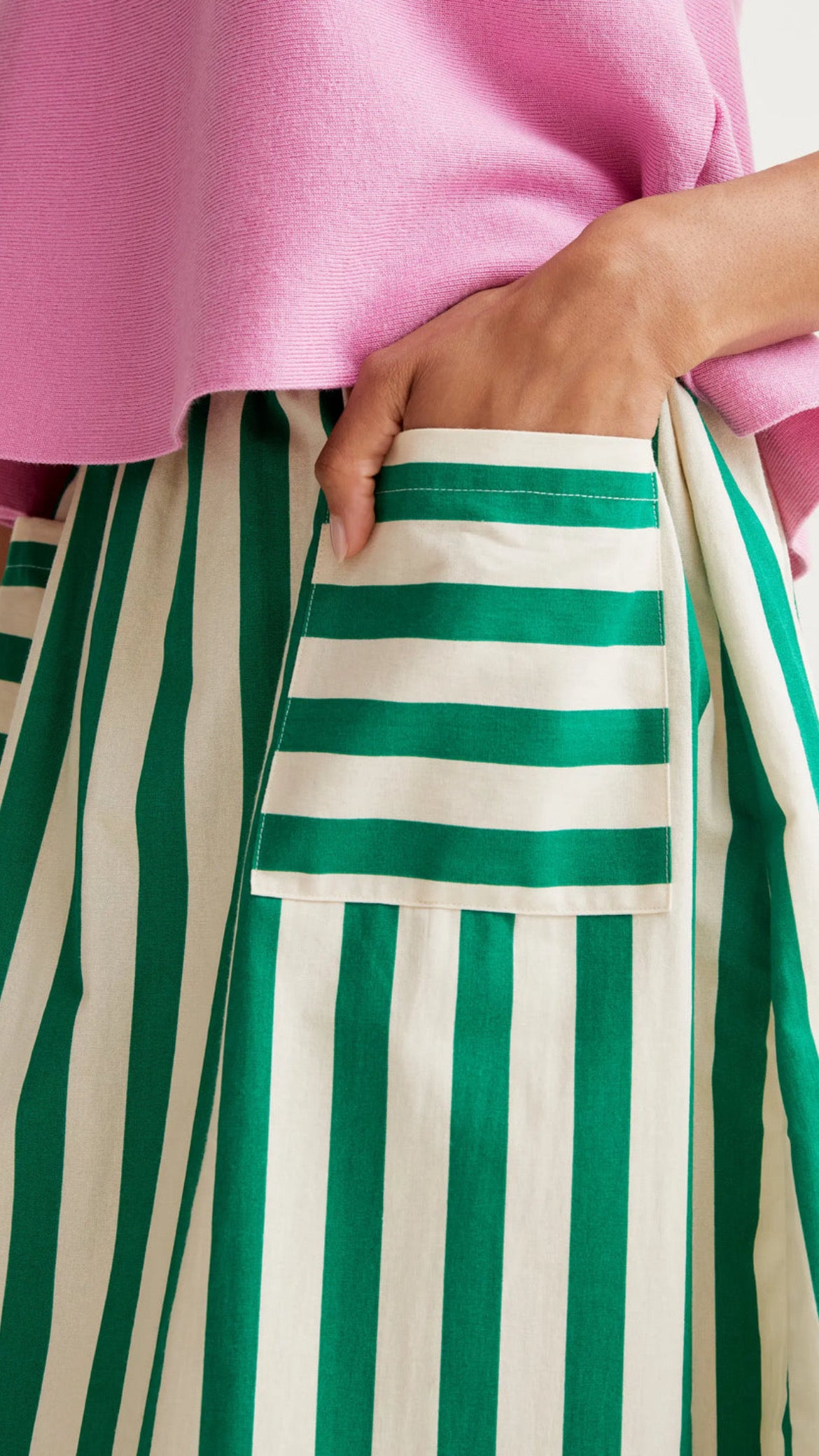 Falda midi con estampado Bamboo Green