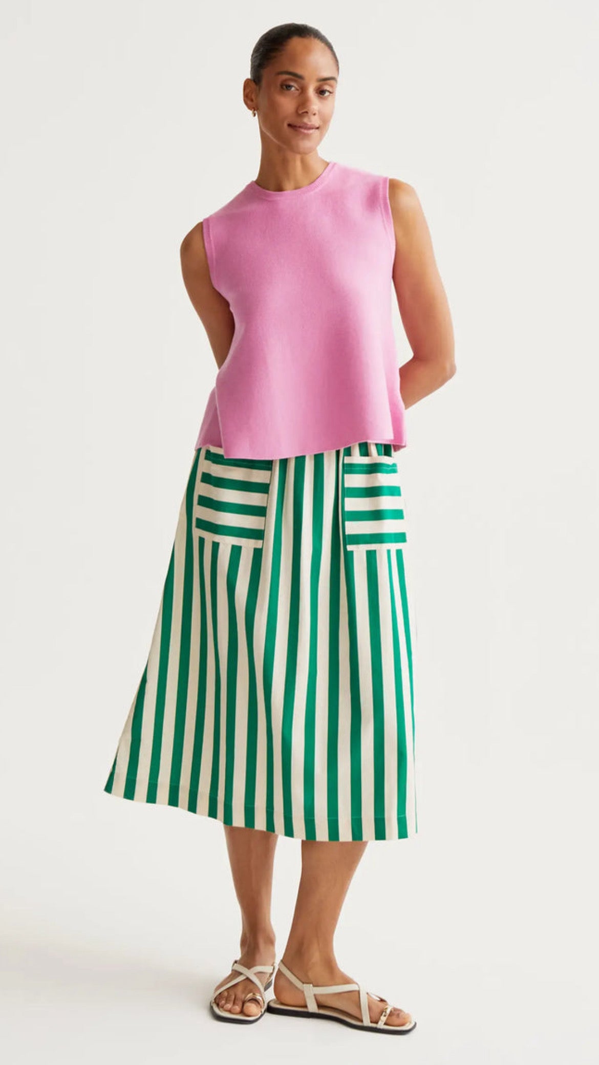 Falda midi con estampado Bamboo Green
