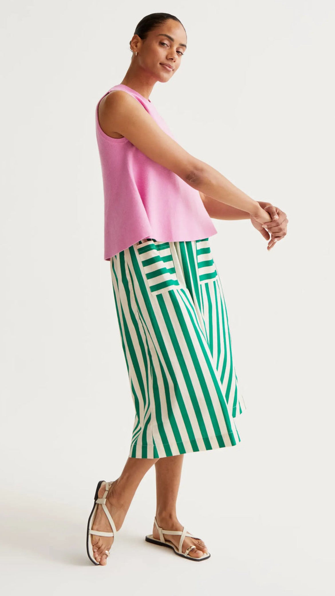 Falda midi con estampado Bamboo Green
