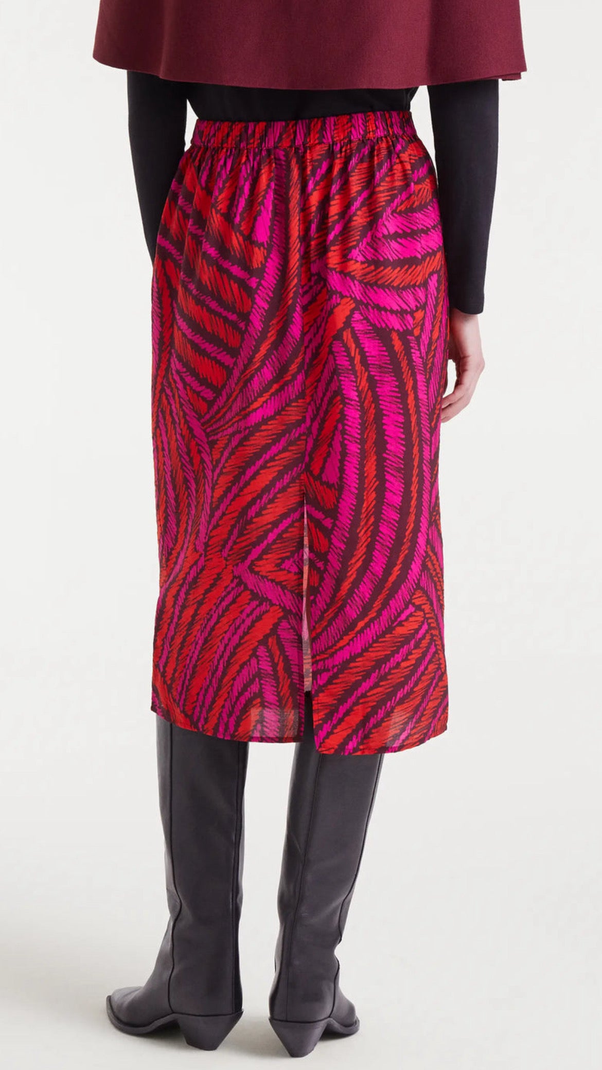 Falda midi crepé ligero con estampado Fedora