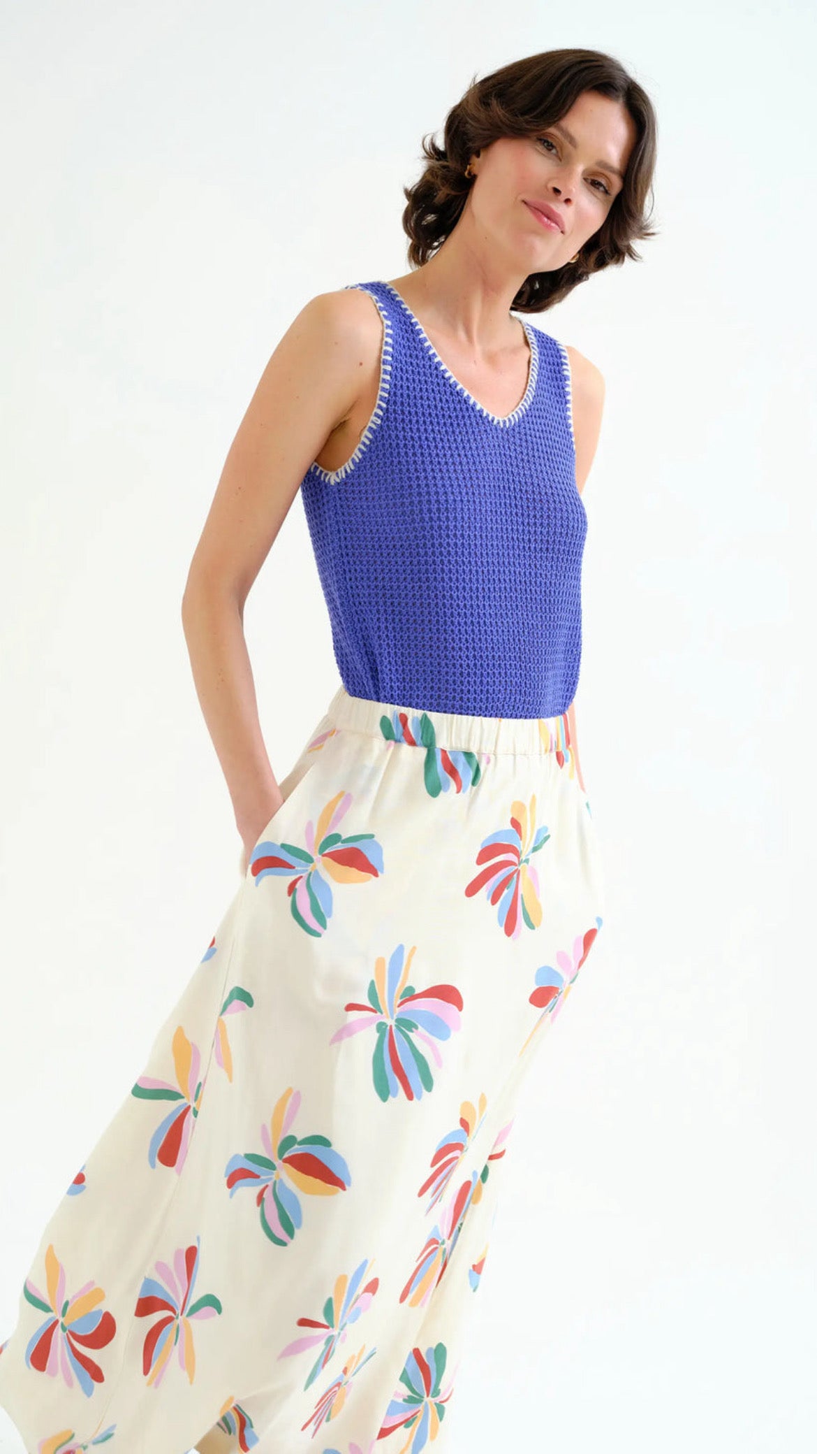 Falda larga con estampado Monarda