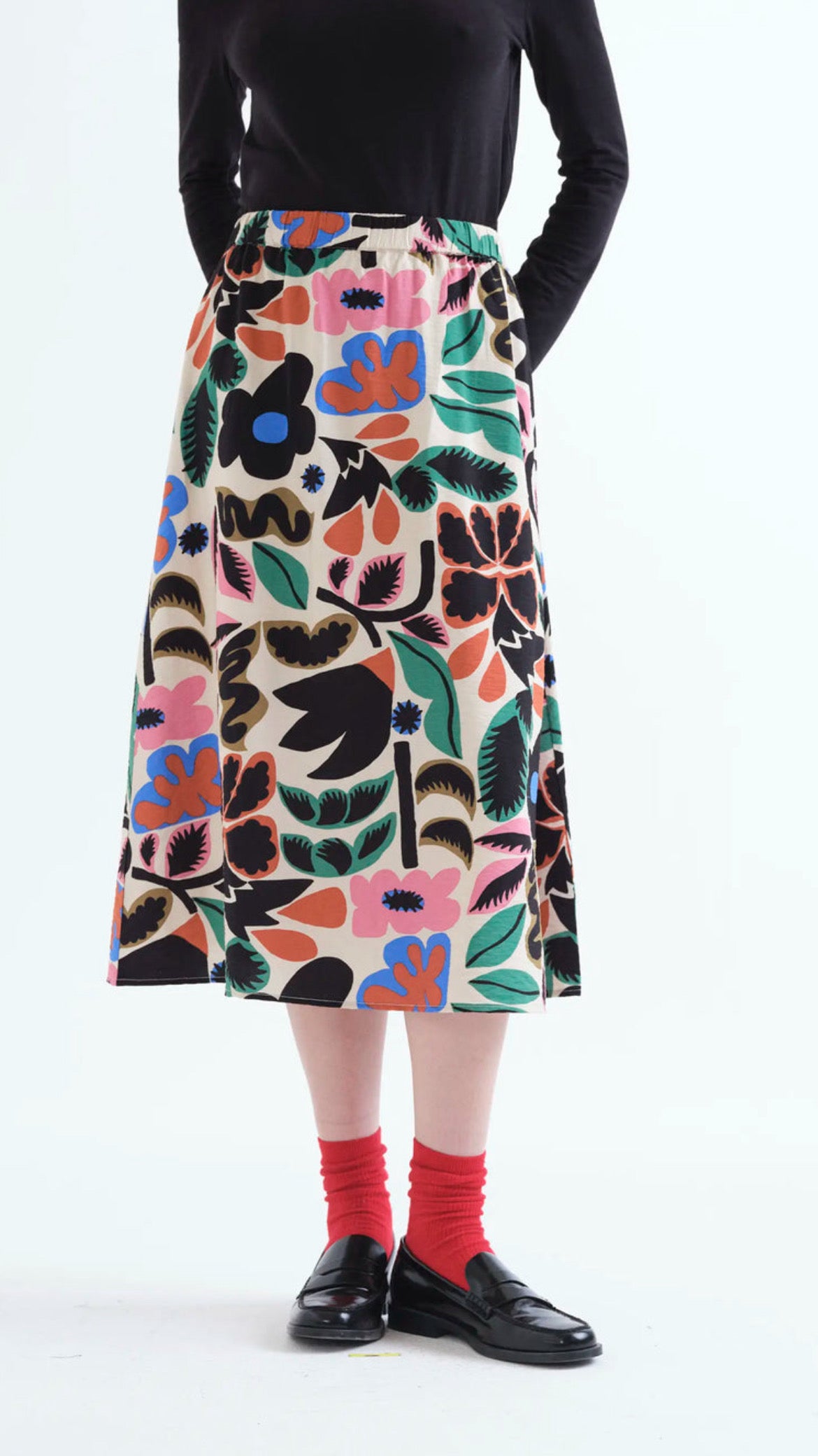 Falda midi con estampado Neo Garden