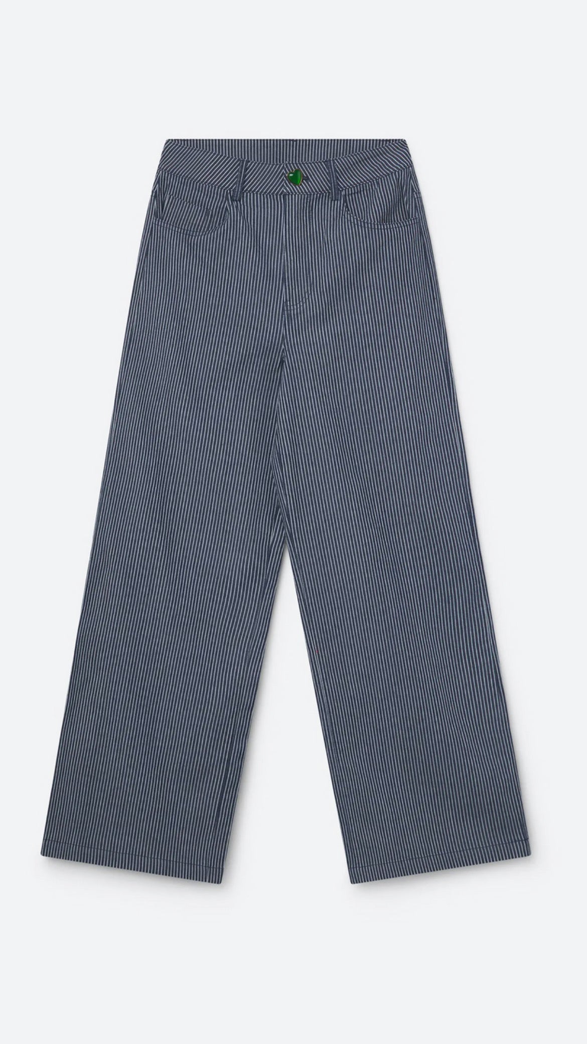 Pantalón vaquero con rayas azul y blanco