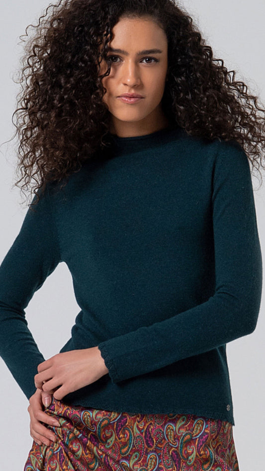 Jersey de punto cuello perkins verde botella