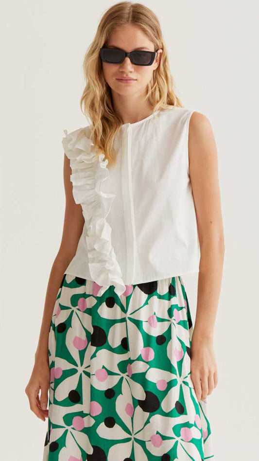 Top 100% algodón con volante