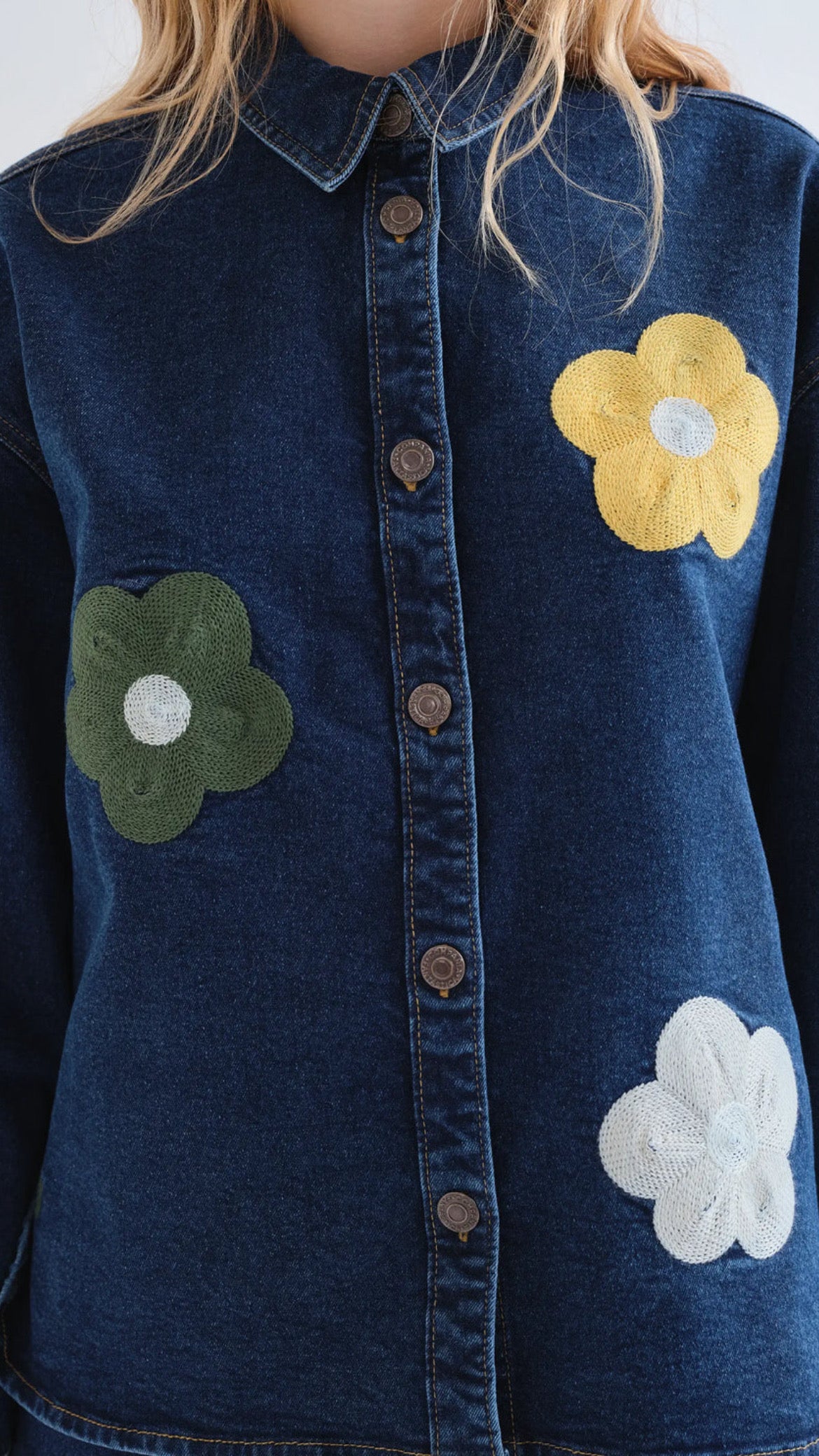 Camisa vaquera azul con estampado Euphonia
