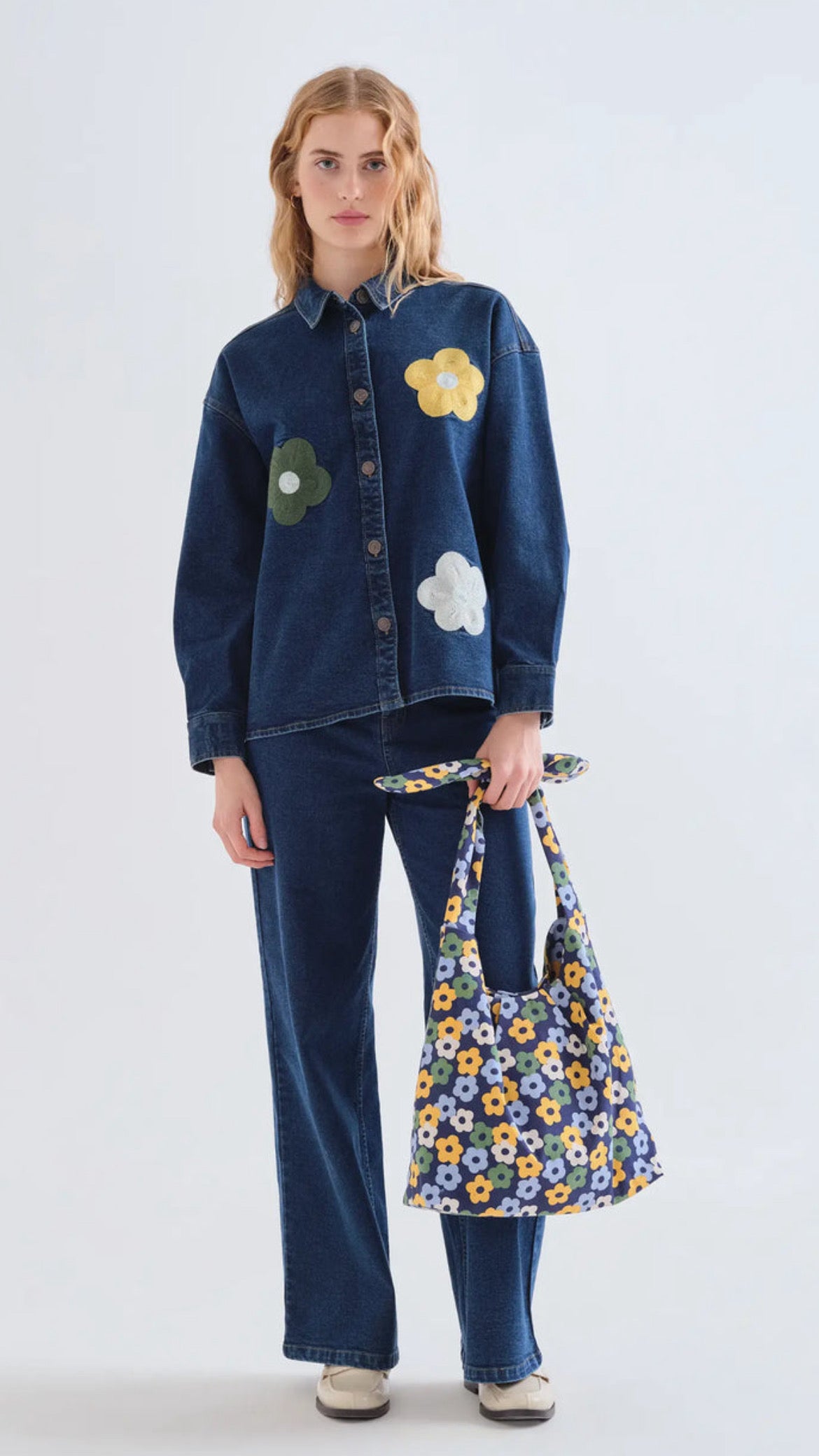 Camisa vaquera azul con estampado Euphonia