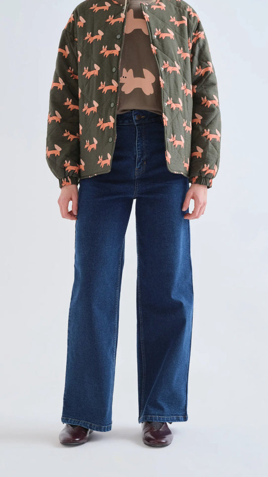 Pantalón vaquero azul marino con bolsillos de corazones