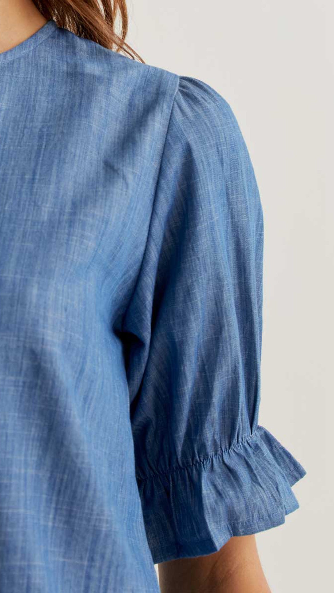 Camisa 100% algodón chambray azul