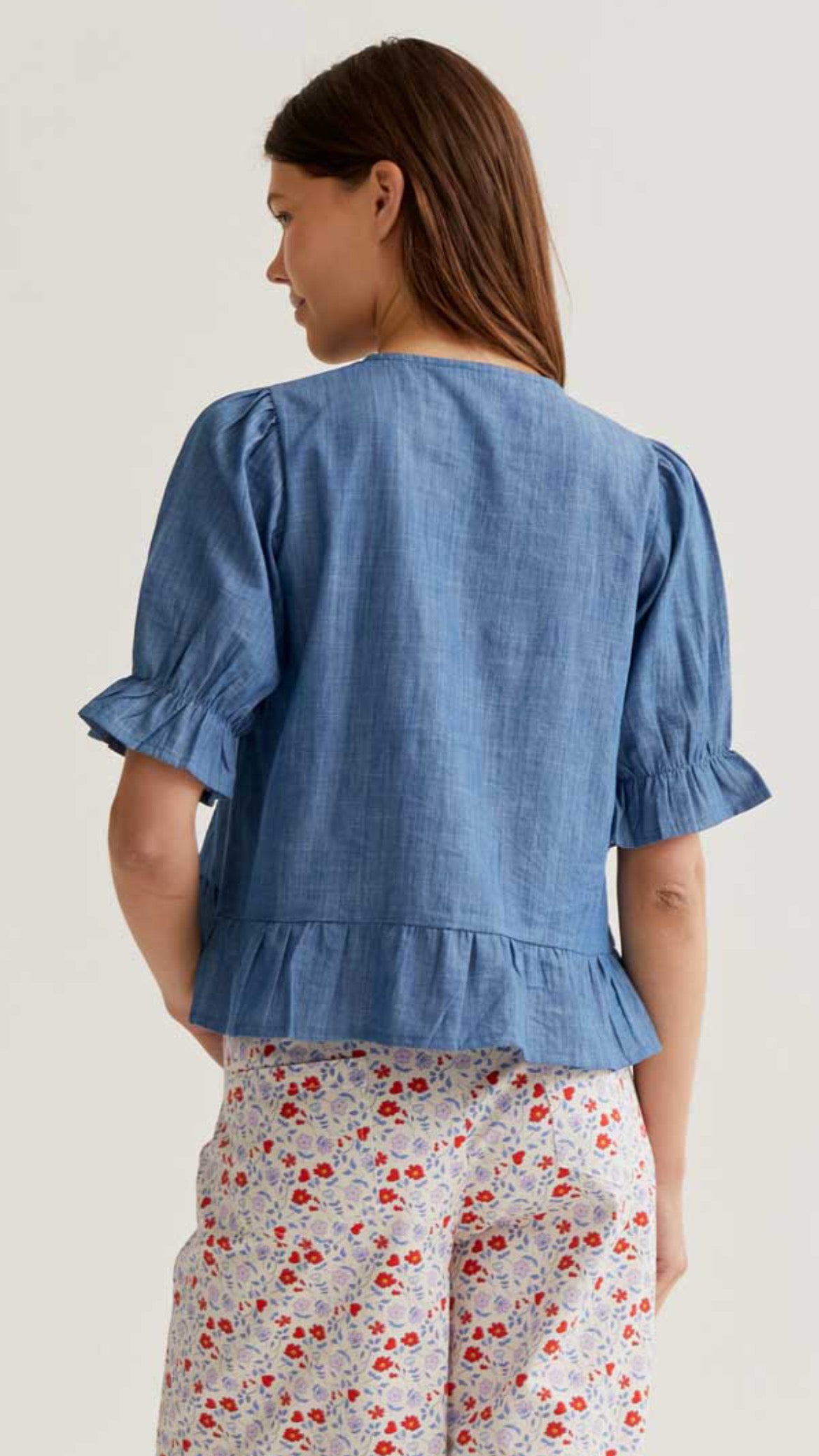 Camisa 100% algodón chambray azul