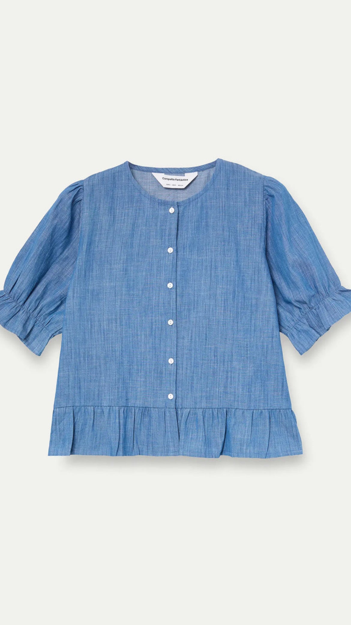 Camisa 100% algodón chambray azul
