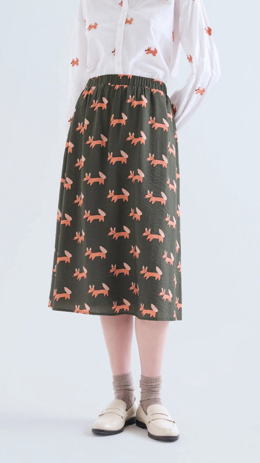 Falda midi con estampado Volpe