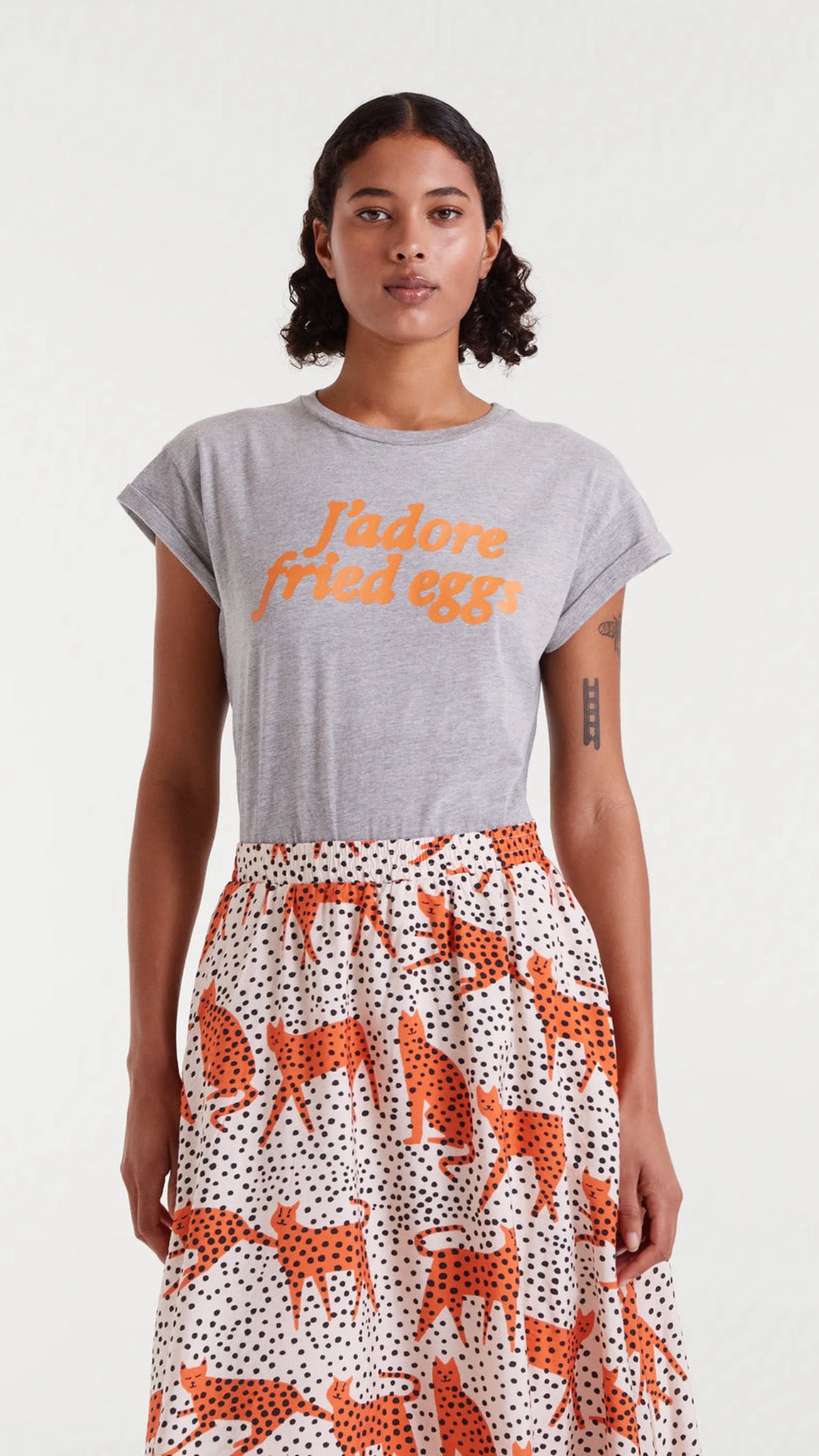 Camiseta 100% algodón con estampado J'adore fried eggs