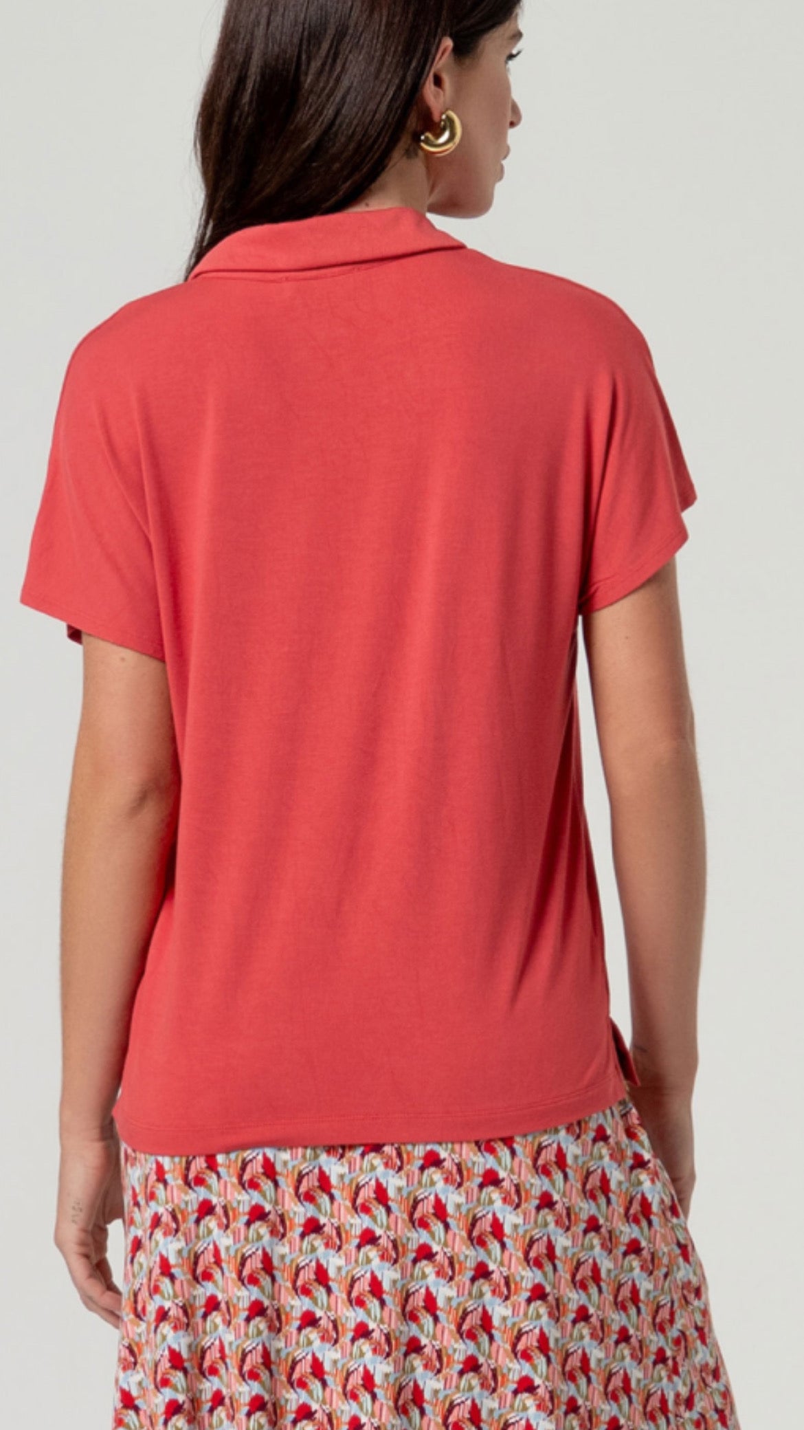 Camisa manga corta bambú Rojo