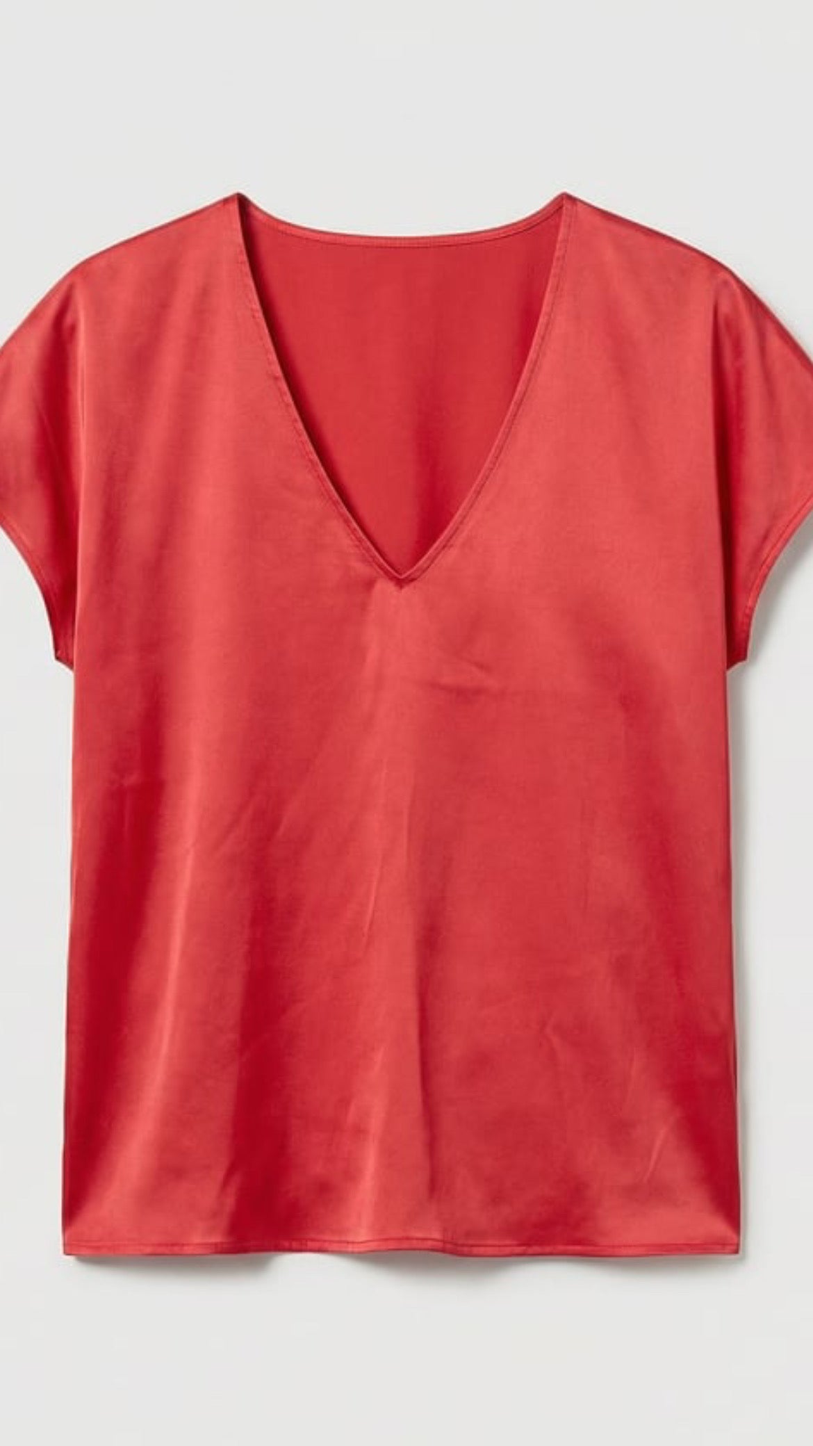 Blusa escote pico con lazada lateral Rojo