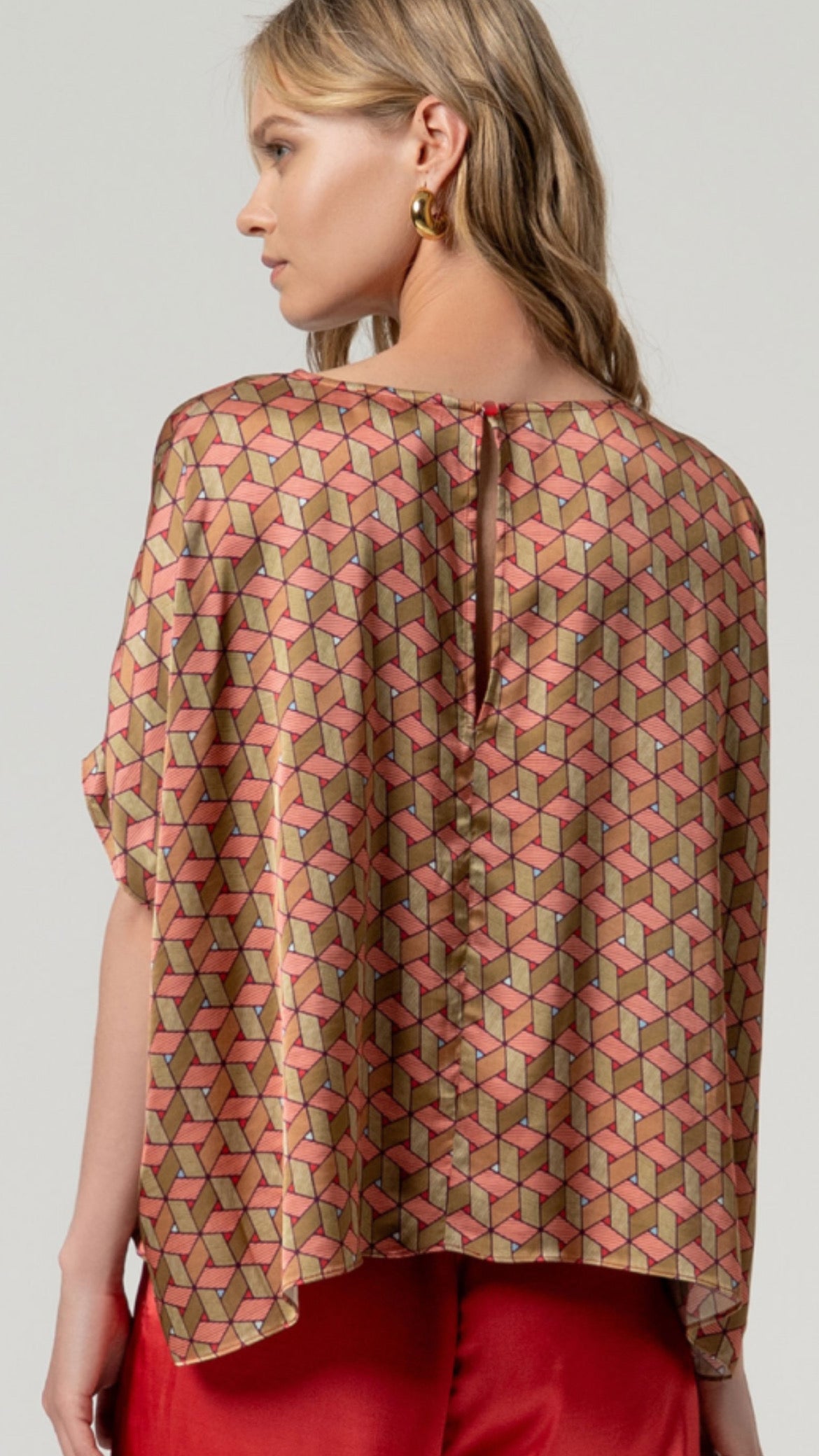 Blusa capa estampada asimétrica Multi