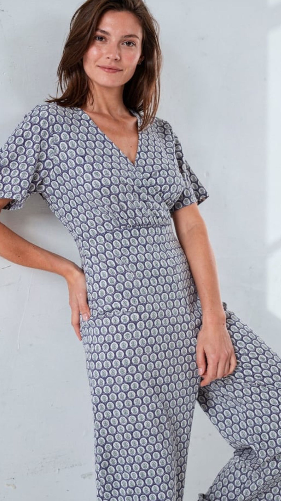Mono estampado cruzado elástico Azul