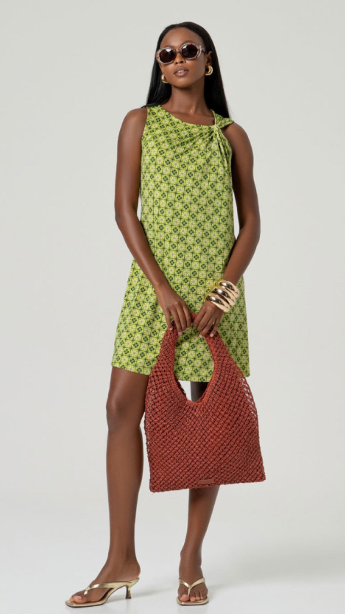 Vestido corto elástico Verde