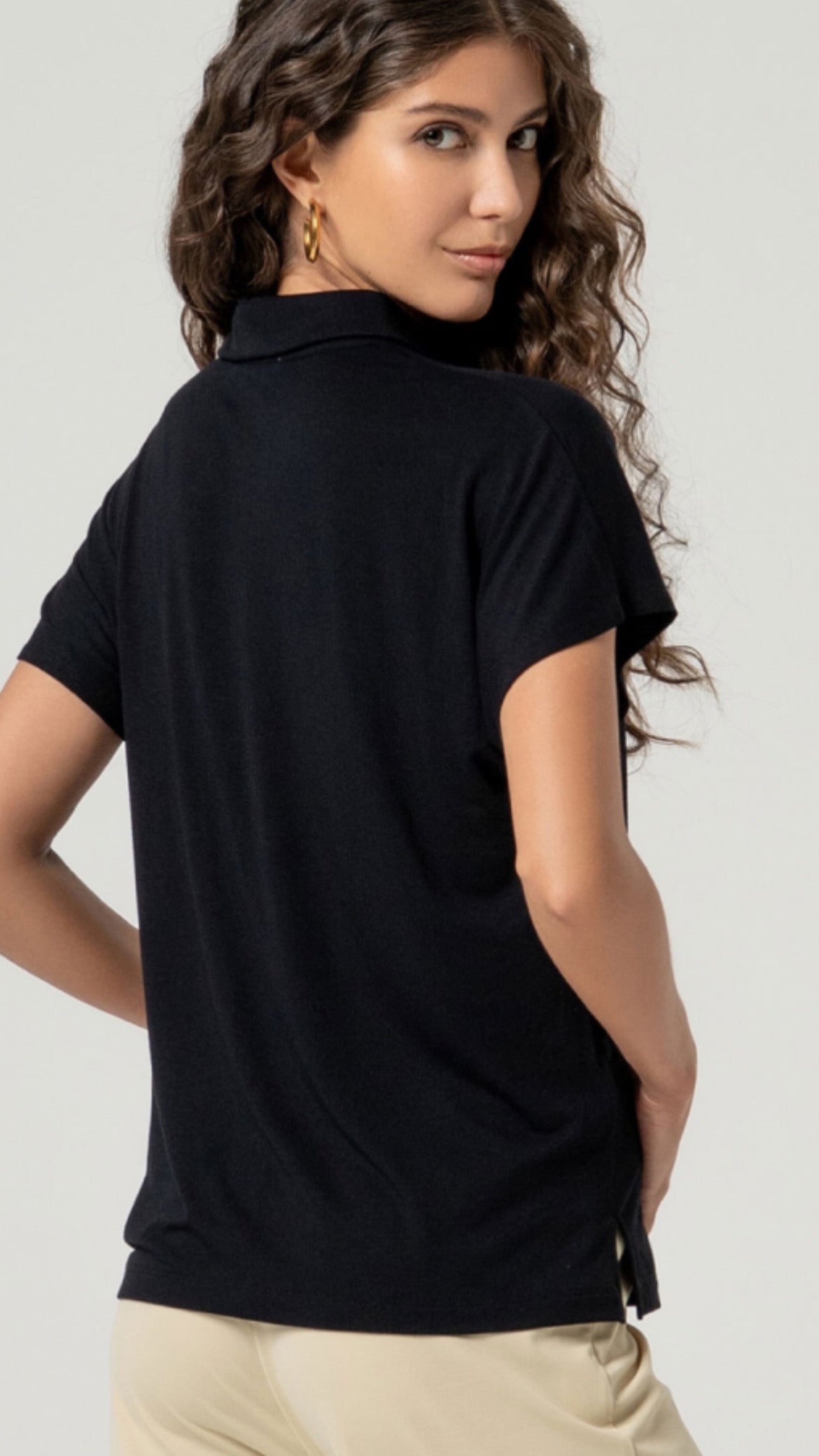 Camisa manga corta bambú Negro