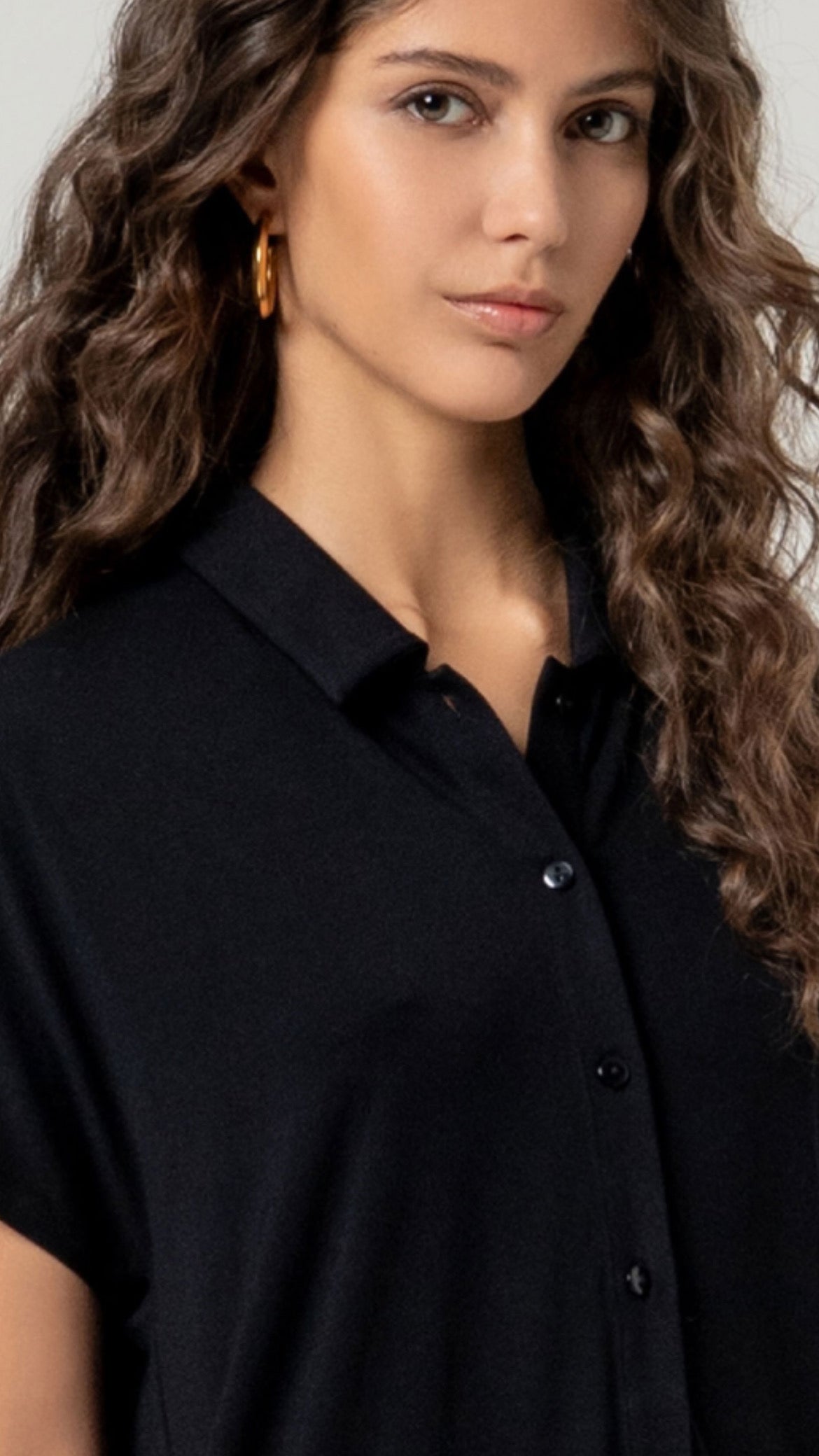 Camisa manga corta bambú Negro