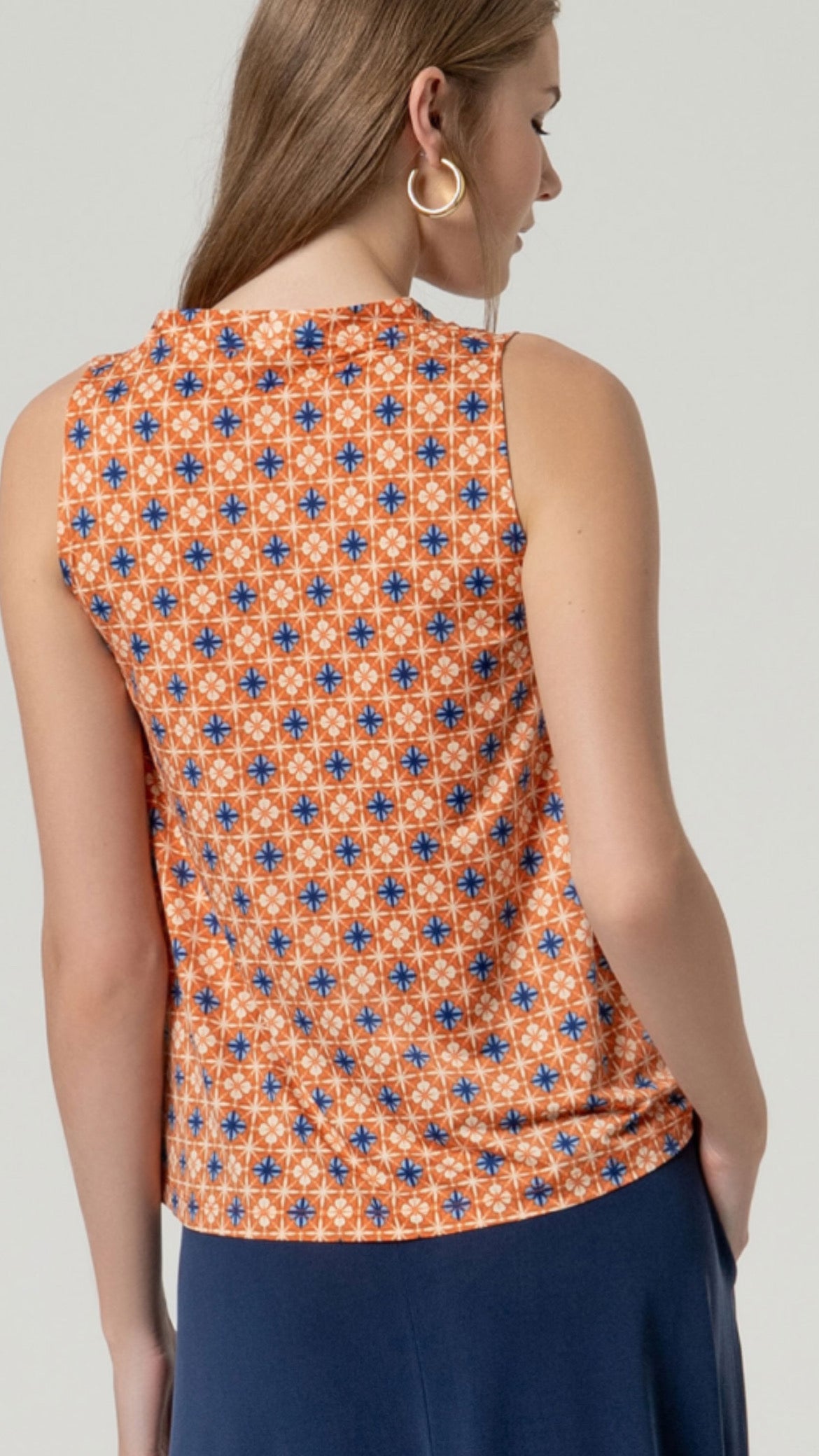 Top estampado elástico Naranja