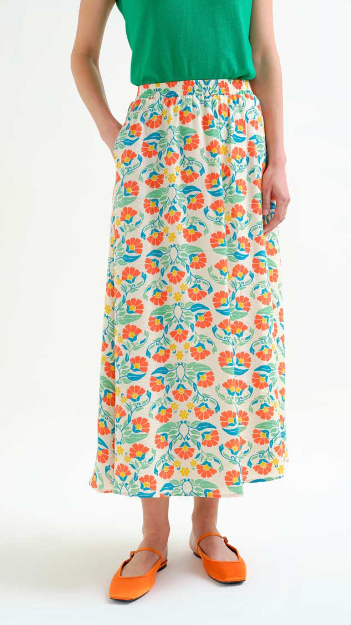 Falda larga con estampado Small Royal
