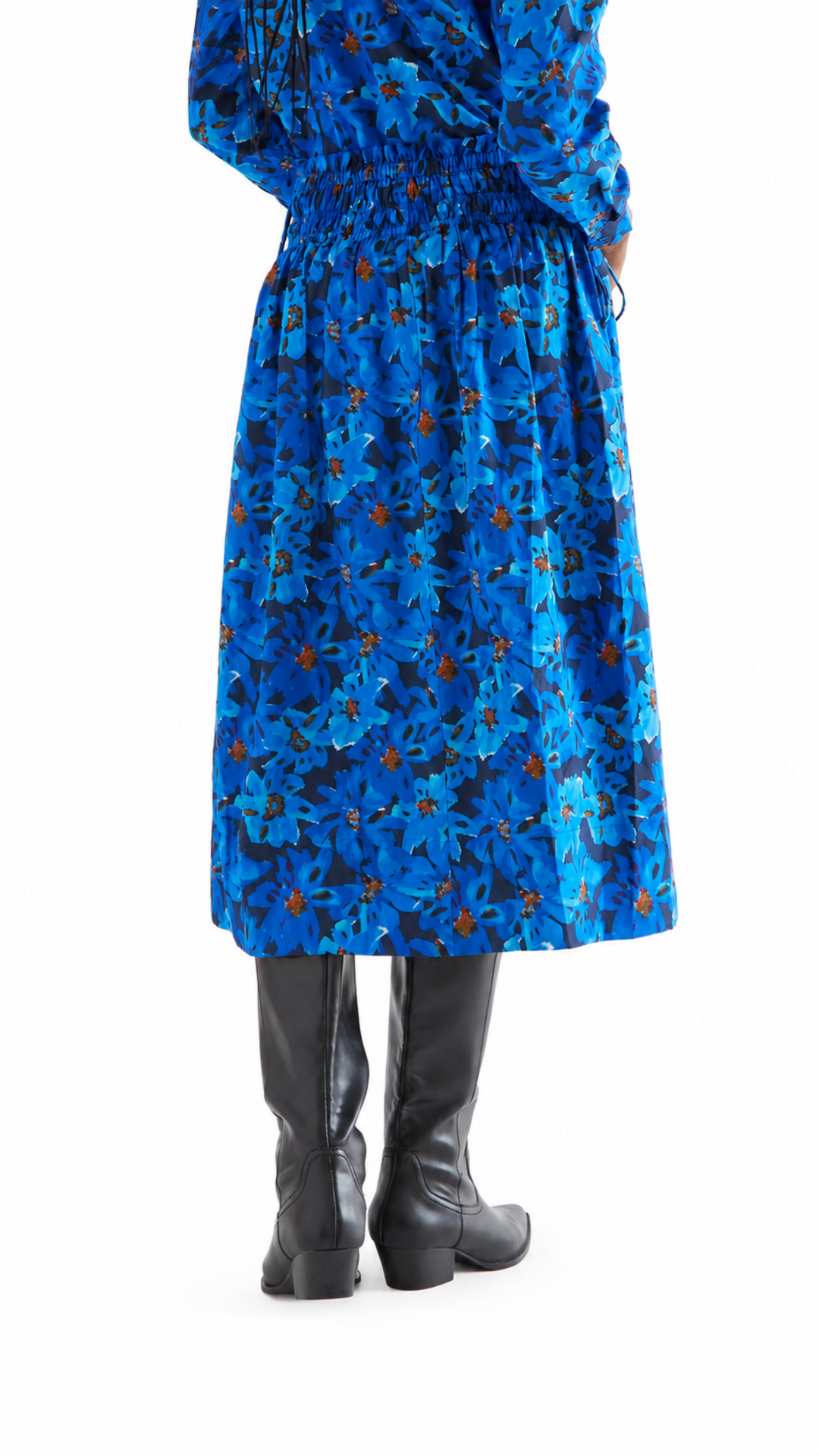Falda midi Clematis azul de Compañía Fantástica, vista trasera