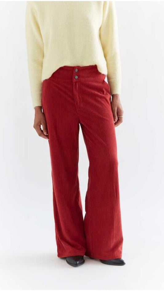 Pantalón rojo de pana con doble botón | imagen 1
