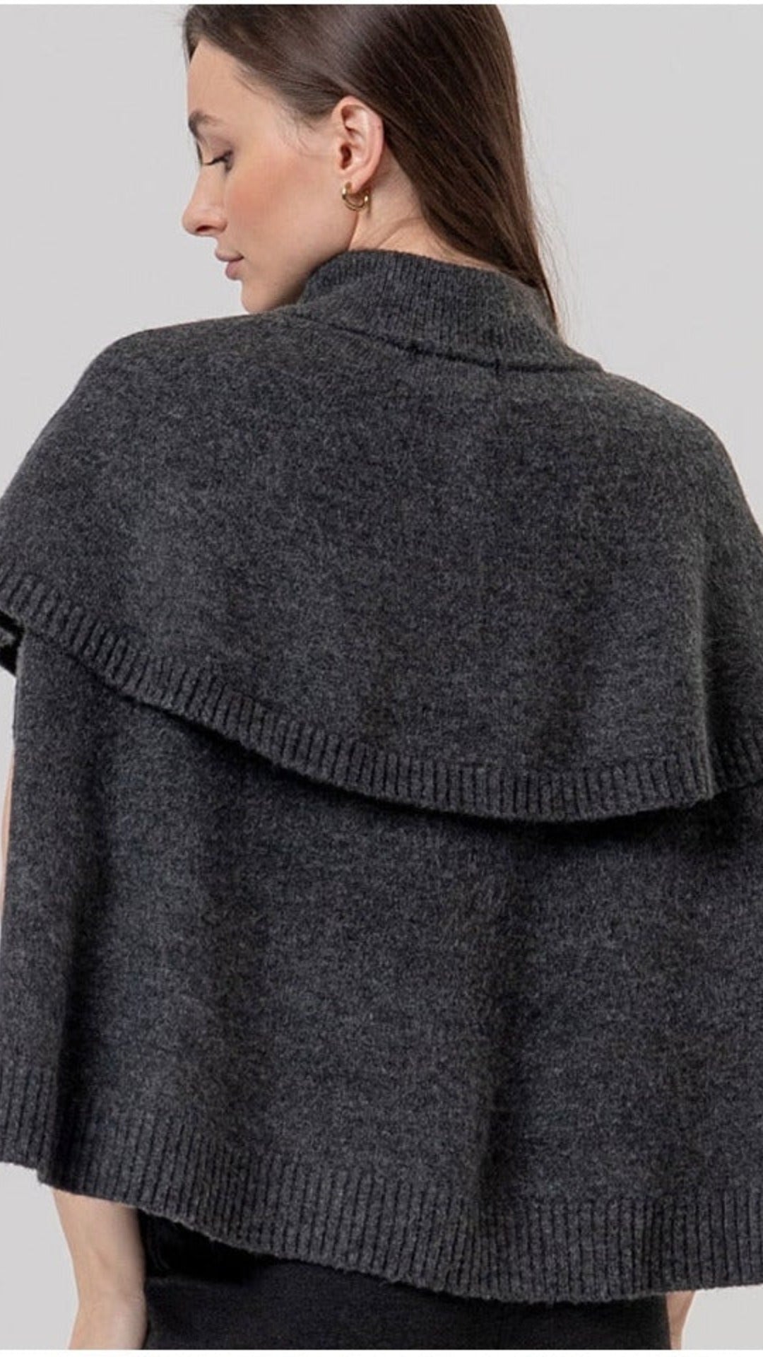 Capa de punto con cuello alto Surkana Melange Oscuro | imagen 4