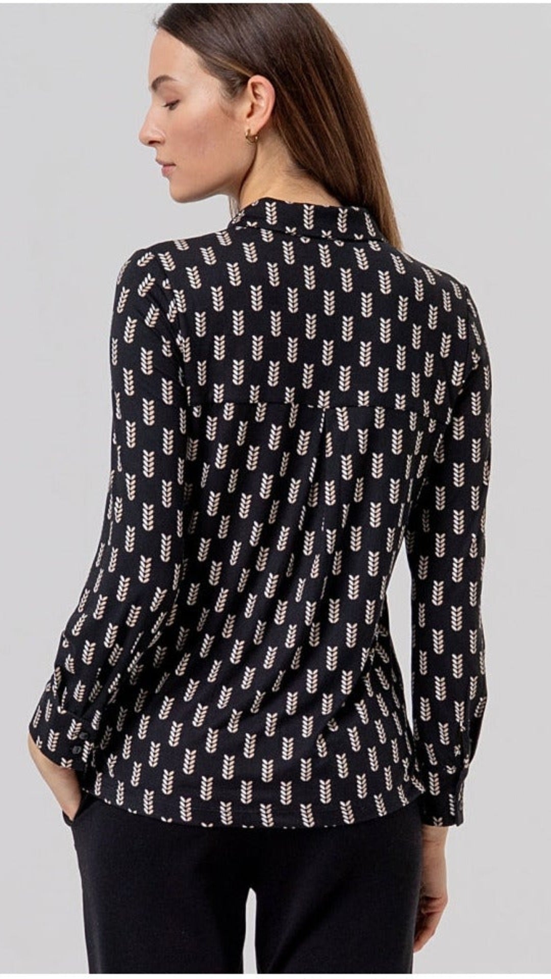 Camisa amplia Surkana de estampado geométrico Negro | imagen 4